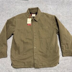 Woolrich Mens Lined Twill Shacket Olive Green Buffalo Plaid Shirt Jacket M NEW